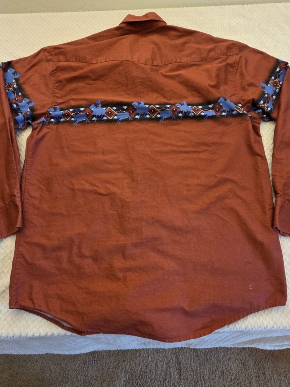 Roper Men's Pearl Snap Button Western Shirt Maroon Horse Cowboy Roping SZ XL - Picture 13 of 14